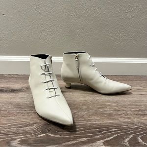 Tibi Asher Kitten Heel Boot in Cream